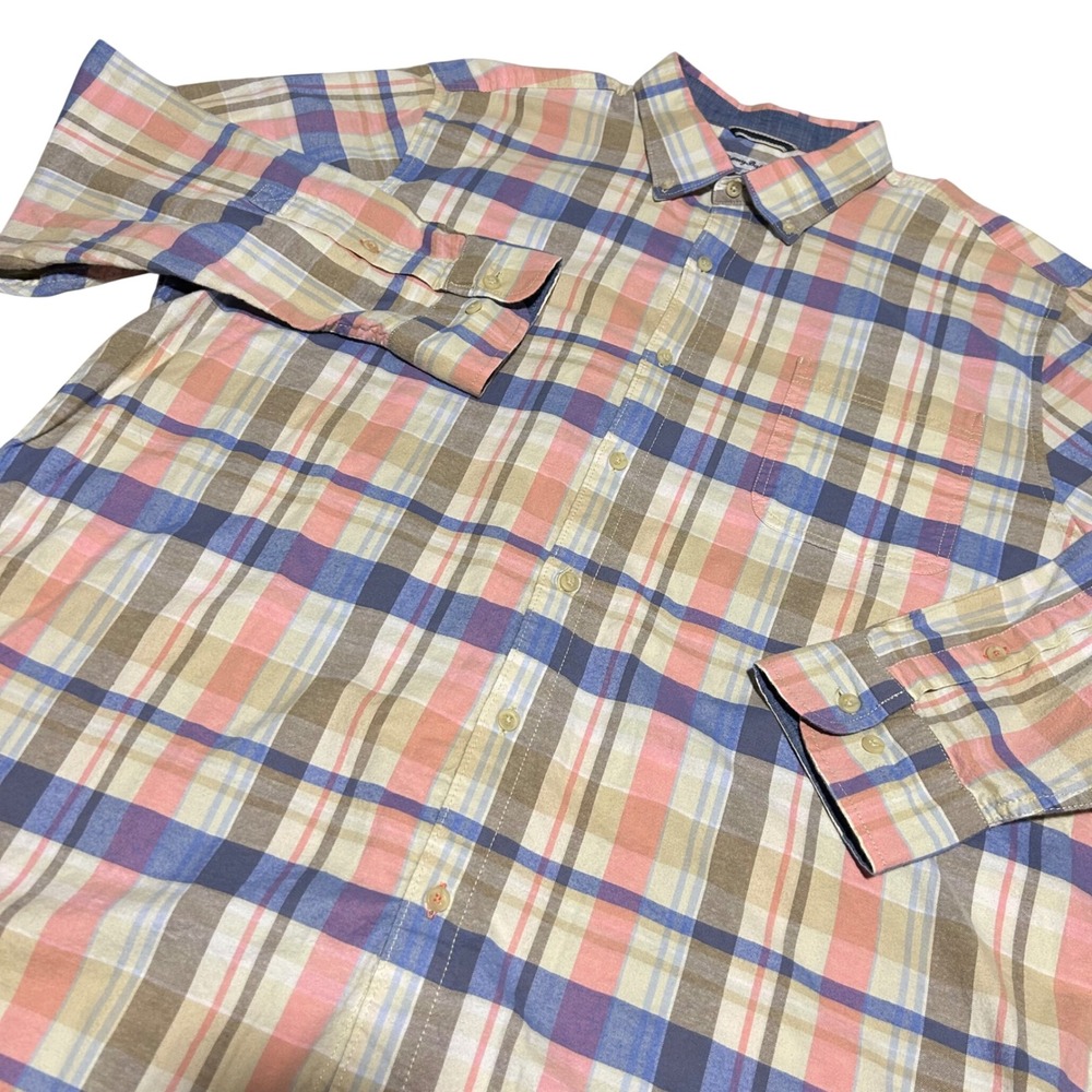 Tommy Bahama Button Up Shirt Mens XXL Multicolor Plaid Long Sleeve Cotton